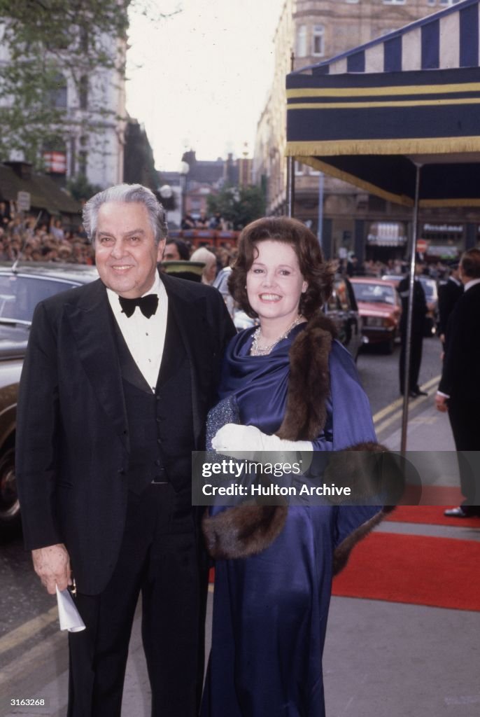 American film producer Albert Broccoli and his wife Dana attend the ...