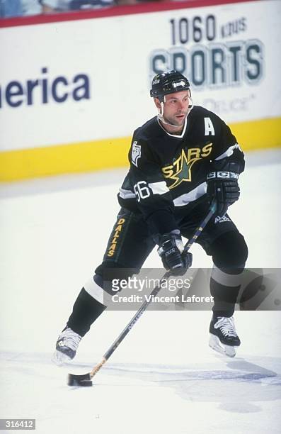 Defenseman Sergei Zubov of the Dallas Stars in action against the Phoenix Coyotes during a game at the America West Arena in Phoenix, Arizona. The...