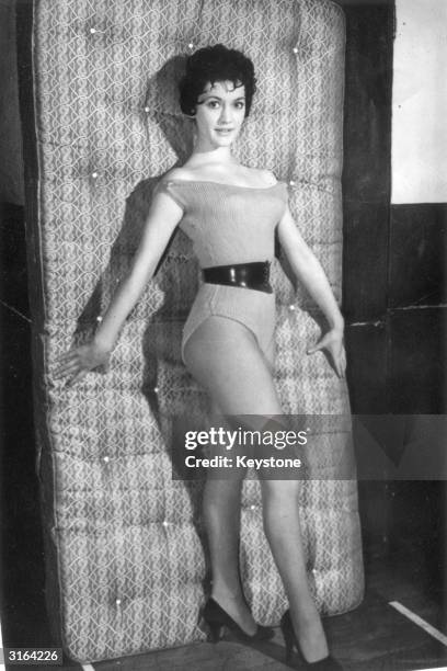 British actress Amanda Barrie during rehearsals at the RCA Studios in Hammersmith for the TV musical 'Bonanza'.