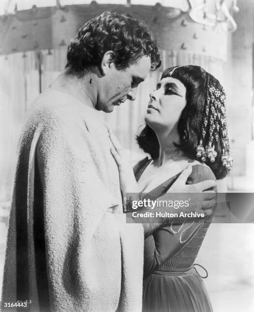 Welsh actor Richard Burton with his co-star and future wife, Elizabeth Taylor in the epic drama 'Cleopatra'.