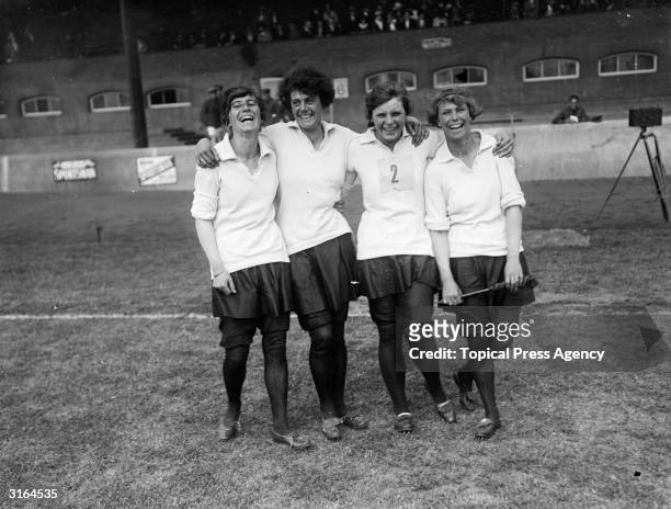 The winning relay team of WRAF's Royal Air Force sports at Stamford Bridge.