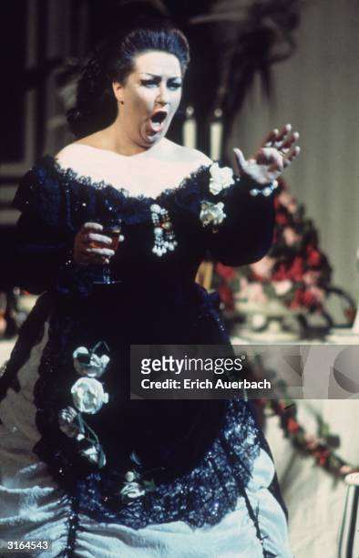 Spanish soprano Montserrat Caballe in Verdi's opera 'La Traviata' at the Royal Opera House, Covent Garden, London.