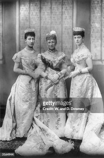 Queen Louise of Denmark, , centre, with her daughter Princess Alexandra consort of Edward VII, and granddaughter Lady Alexandra Duff, Duchess of Fife...