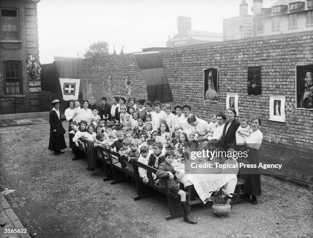 East Enders celebrate the end of World War I at a Peace Day street party in London.