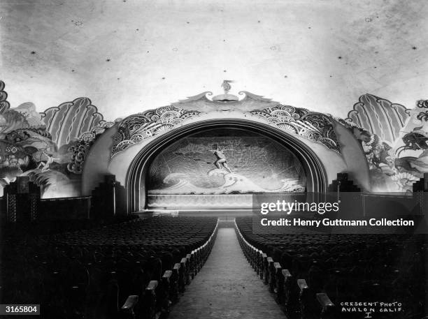 The Art Deco auditorium of the Casino Theatre at Catalina Island, California. The theatre was constructed in 1925 and was one of the first...