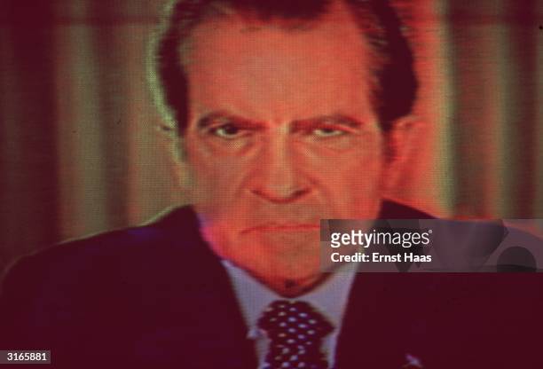 Richard Milhous Nixon 37th President of the USA who resigned in 1974 under threat of impeachment after the Watergate scandal.