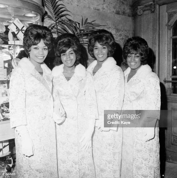 American girl group the Shirelles, Shirley Owens, Beverly Lee, Doris Kenner and Addie 'Micki' Harris at the premiere of 'It's a Mad Mad Mad Mad...