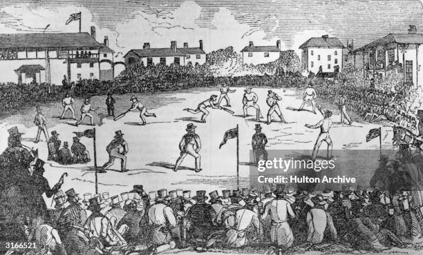 Cricket match at Lord's in London at which the new technique of overarm bowling was tested against the old underarm method. After two innings, the...
