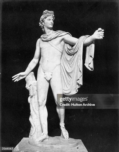 Statue of Apollo with a snake from the Vatican. Apollo was the twin brother of Artemis and son of Zeus, known for his musicianship and athleticism....