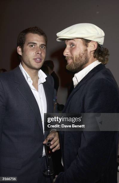 British socialites Anthony De Rothchild and David De Rothchild attend the opening night of "The Lady From the Sea" at the Almeida Theatre on May 13,...