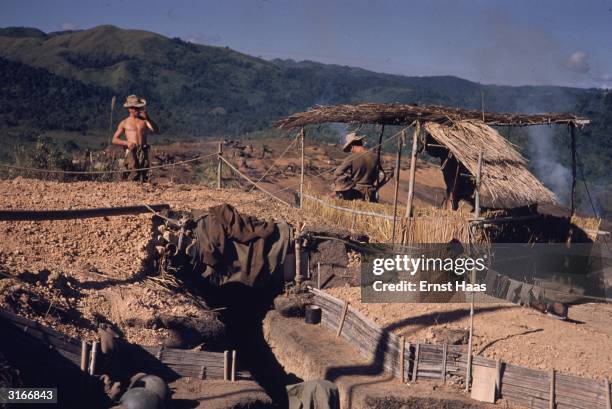 Military encampment of the French Foreign Legion at Dien Bien Phu in north-west Vietnam, the site of a major battle between the French and the...