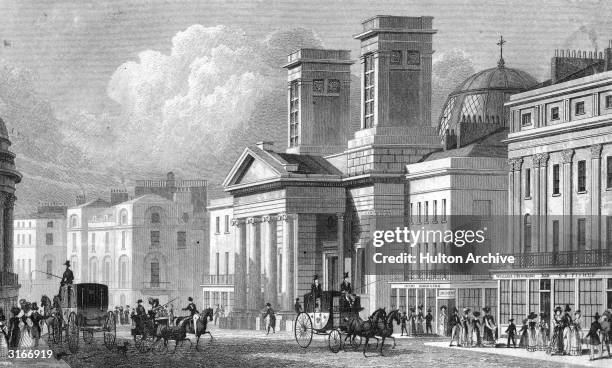 St George's Chapel on Regent Street, London. Original Artwork: Engraving by James Tingle after Thomas H Shepherd.