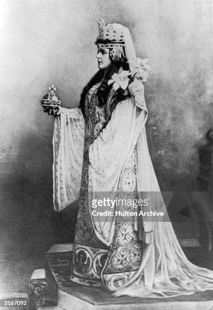 American heiress Jennie Jerome , mother of Winston Churchill, in costume as the Empress Theodora for a fancy dress ball at Devonshire House in London.