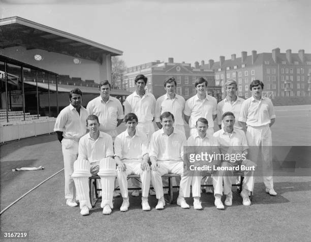 Northamptonshire County Cricket Club. Back row . Mushtaq Mohammad, H M Ackerman, Sarfraz Nawaz, M K Kettle, P Willey, D S Steele and D Breakwell....