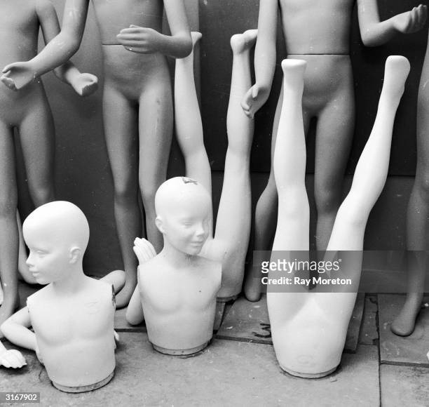 Shop dummy parts in the stock room at a mannequin factory in West Molesey, Surrey.
