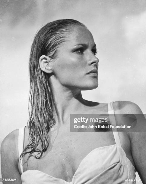 Swiss actress Ursula Andress as Honey Ryder in a scene from the first James Bond movie 'Dr No', 1962.