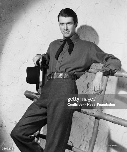 James Stewart as deputy Sheriff Thomas Destry in a scene from the film 'Destry Rides Again', directed by George Marshall.