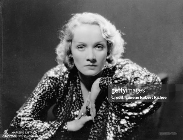 German actress and 'love goddess', Marlene Dietrich .
