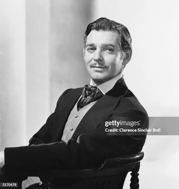 American actor Clark Gable in costume for his role as Rhett Butler in 'Gone With the Wind'.