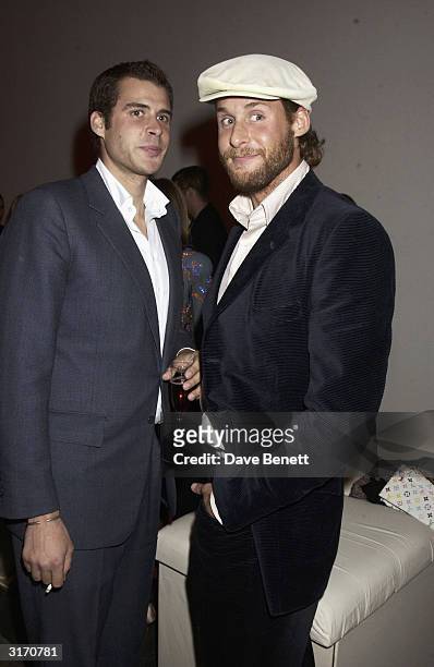 British socialites Anthony De Rothchild and David De Rothchild attend the opening night of "The Lady From the Sea" at the Almeida Theatre on May 13,...