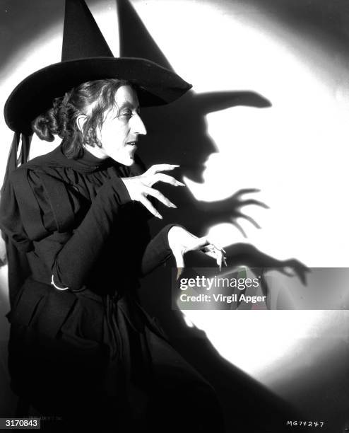 Margaret Hamilton in the role of Miss Gulch, The Wicked Witch of the West, in the musical 'The Wizard of Oz', directed by Victor Fleming for MGM.