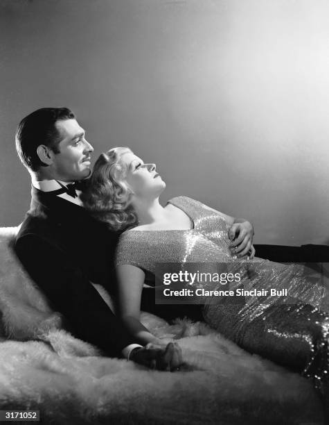 Clark Gable and Jean Harlow as they appeared in 'Saratoga', directed by Jack Conway. Harlow died, aged 26 eleven days after this picture was taken.