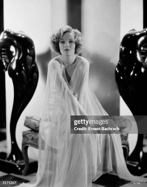 Danish actress Gwili Andre in a chiffon gown.