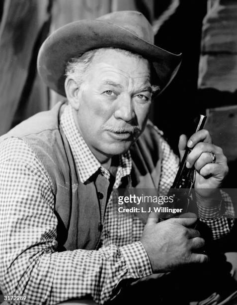 American actor Ward Bond starring in the NBC hit television series 'Wagon Train'.