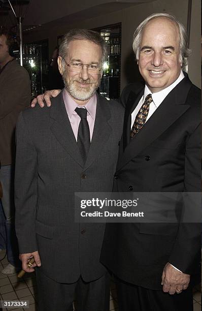 American director Steven Spielberg and American fraudster Frank W. Abagnale arrive at the UK premiere of the film "Catch Me If You Can" at the Empire...