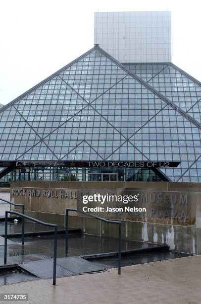 The Rock & Roll Hall of Fame is seen March 30, 2004 in Cleveland, Ohio. The Darkness is meeting with fans and signing their new CD "Permission To...