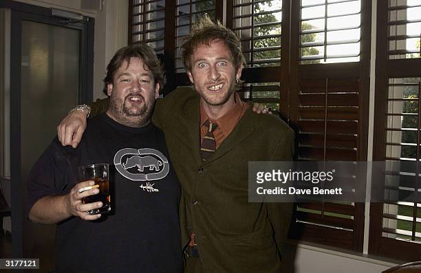 British comedians Johnny Vegas and Paul Kaye attend the party for the UK premiere of the film "Blackball" at Porterhouse, Covent Garden on September...