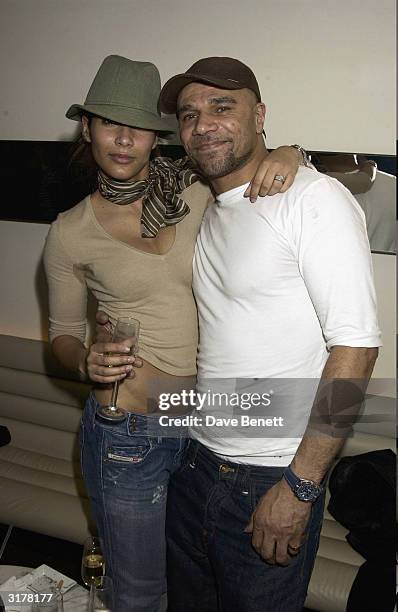 Singer Goldie with his wife attend a magazine launch at Harvey Nichols on November 18, 2003 in London.