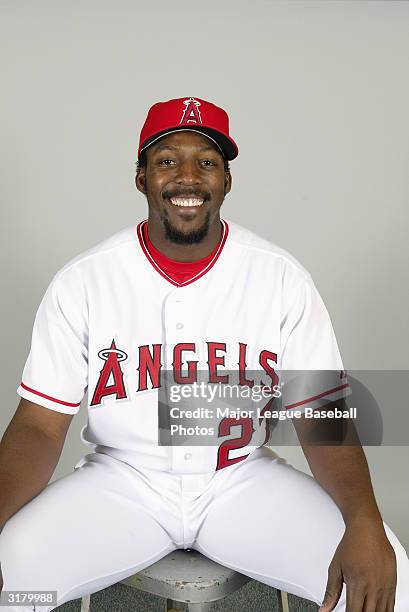 Vladimir Guerrero of the Anaheim Angels poses for a portrait on February 26, 2004 in Tempe, Arizona.