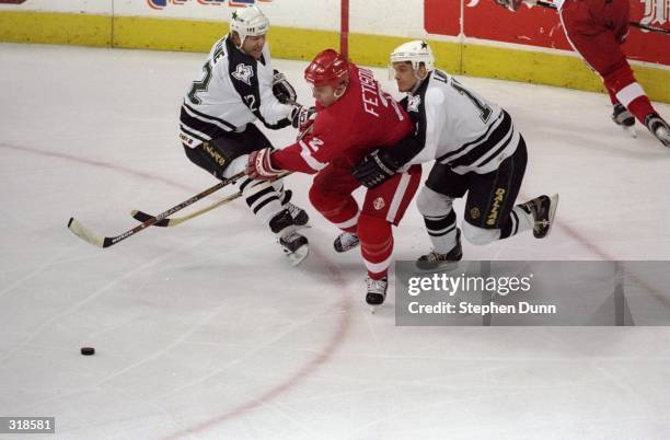 Viacheslav Fetisov of the Detroit Red Wings in action during a Western Conference Playoff game against the Dallas Stars at the Reunion Arena in...