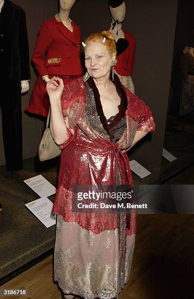 Vivienne Westwood attends the Vivienne Westwood Private View of her retrospective show at the V&A Museum on March 30, 2004 in London. The show...