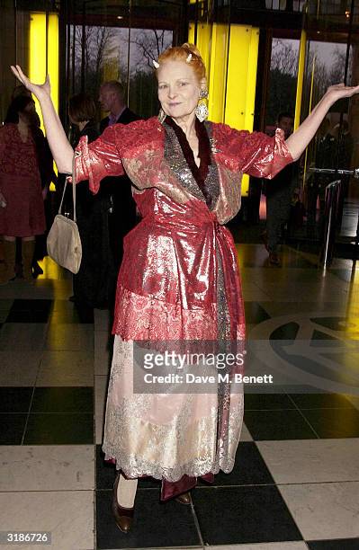 Vivienne Westwood attends the Vivienne Westwood Private View of new retrospective show at the V&A Museum on March 30, 2004 in London. The show...