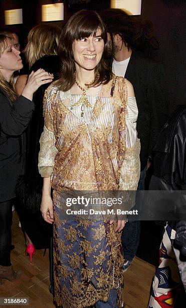 Bella Freud attends the Vivienne Westwood Private View of new retrospective show at the V&A Museum on March 30, 2004 in London. The show displays...