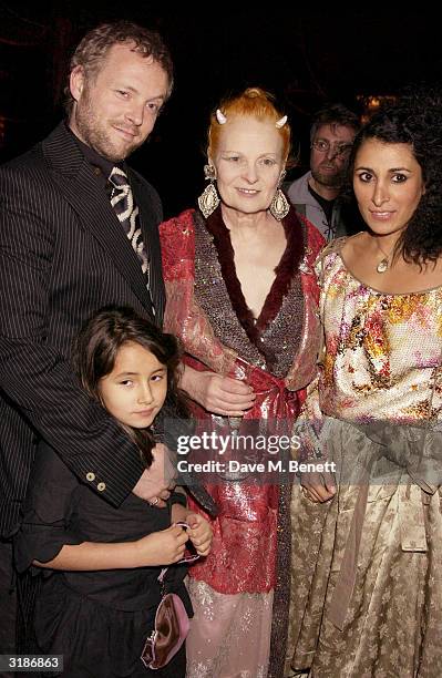 Joe Correy, Vivienne Westwood and Sarina Correy attend the Vivienne Westwood Private View of new retrospective show at the V&A Museum on March 30,...