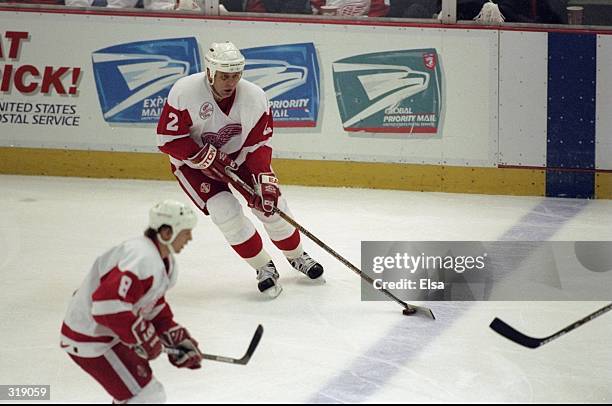 Viacheslov Fetisov of the Detroit Red Wings in action during the Western Conference Finals game against the Dallas Stars at the Joe Louis Arena in...