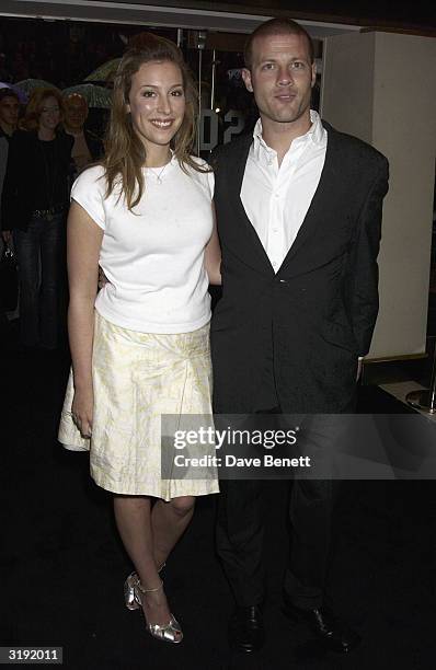 Dermot O'Leary and guest attend "The Matrix Reloaded" premiere at the Odeon Leicester Square on May 21, 2003 in London.
