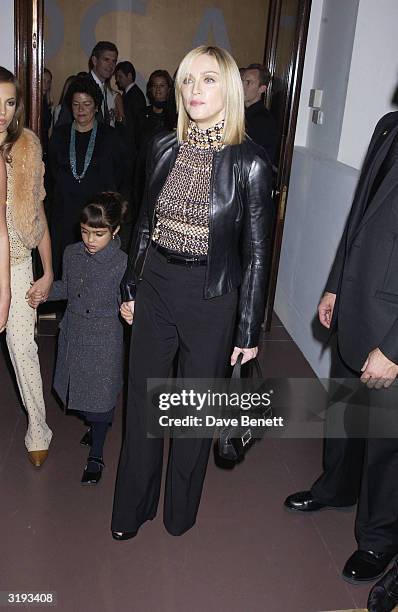 Singer, Madonna with daughter, Lourdes attend the launch of the Versace Retrospective Exhibition held at The Victoria and Albert Museum on 14th...