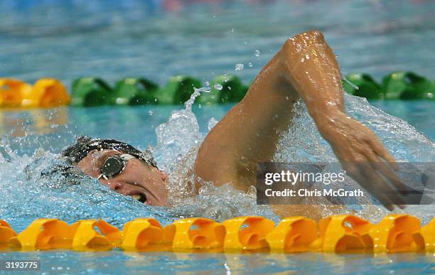 Craig Stevens in action in the 1500 mtere heats during day seven of the 2004 Telstra Olympic Team Swimming Trials held April 2, 2004 at the Sydney...