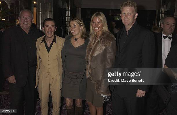 Johnny Gold, Frankie Dettori and his wife, Alex Best and Peter attend the UK Premiere of "Sea Biscuit" at Warner West End cinema followed by party at...