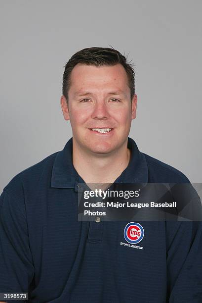 Dave Groeschner, Head Athletic Trainer of the Chicago Cubs poses for a portrait on February 28, 2004 in Mesa, Arizona.