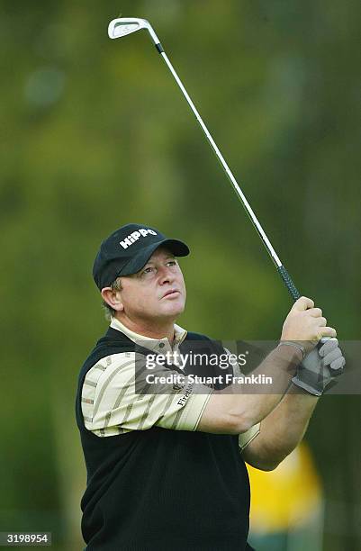 Ian Woosnam of Wales plays his approach shot on the 14th hole during the second round at The Algarve Open de Portugal Golf at Le Meridien Penina Golf...