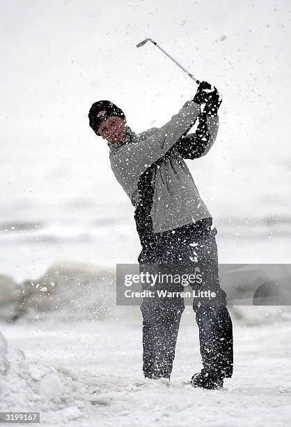 English Pro golfer John Wells in action during the first round of the 2004 Drambuie World Ice Golf Championship on April 2, 2004 in Svalbard, Norway.