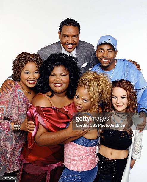 Promotional portrait of the cast of the UPN television series 'The Parkers,' Los Angeles, California, August 23, 2002. Back row, left to right,...