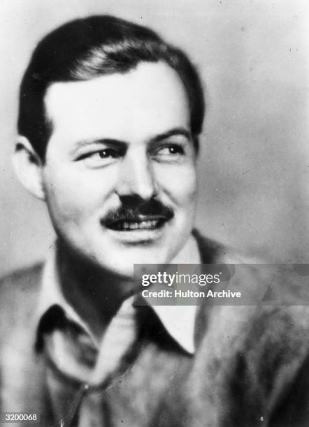 Headshot of author Ernest Hemingway as a young man.