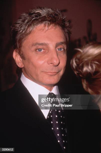 Headshot of American singer and musician Barry Manilow, who was nominated for Best Traditional Pop Vocal Performance, at the Arista pre-Grammy Awards...