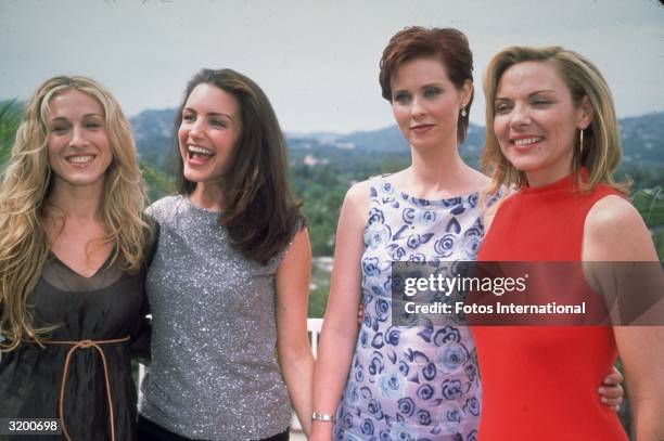 Cast members of the television series Sex and the City : Sarah Jessica Parker, Kristin Davis, Cynthia Nixon and Kim Cattrall, Beverly Hills,...